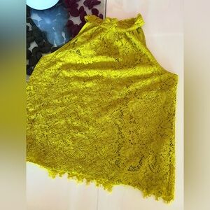Jcrew Bright Green/Yellow Lace Halter Top